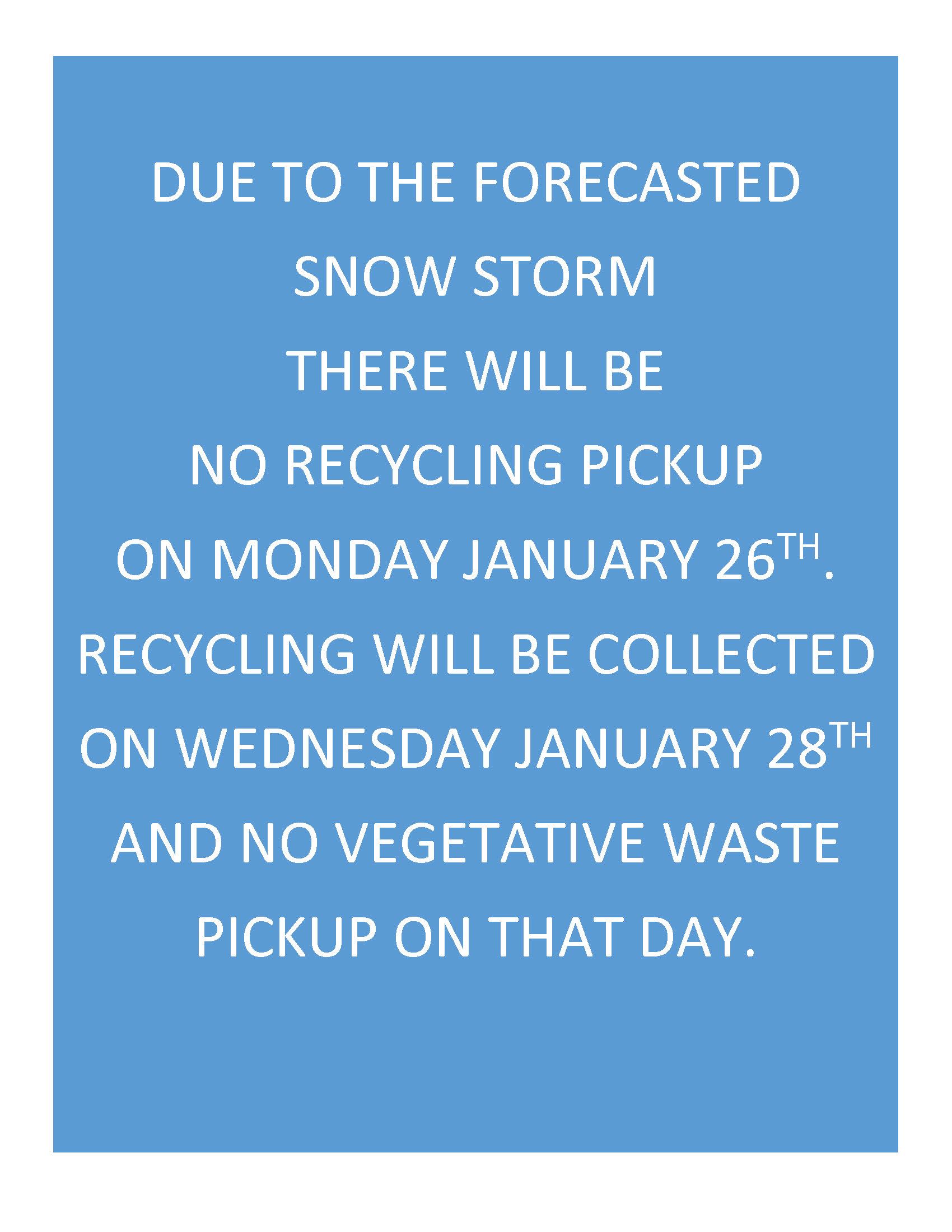 DUE TO THE FORECASTED